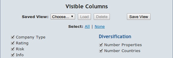 Screenshot of Visible Columns Panel